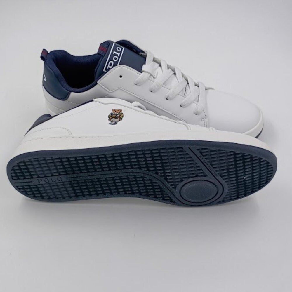 Polo White Lace Up Tennis Shoes Quilton Bear, Women's Size 7 - Picture 4 of 4